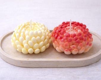 Sculptural Floral Candle with two and Tray | Minimal Home Décor | Gift-Ready