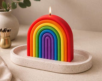 Sculptural Arch Candle | Minimalist Ribbed Candle | Modern Home Decor | Aesthetic Gift | Handmade Soy Candle | Neutral & Rainbow Options