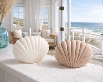 Small Sculpted Seashell Candle- Coastal Minimal | Hand-Poured Soy Wax | Signature Scents