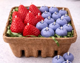 Strawberry & Blueberry Candle Set | Hand-Poured Soy Wax Fruit Basket