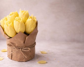 Tulip Candle Bouquet -Handmade Floral Candle Arrangement - Gift - Spring Table Centerpiec