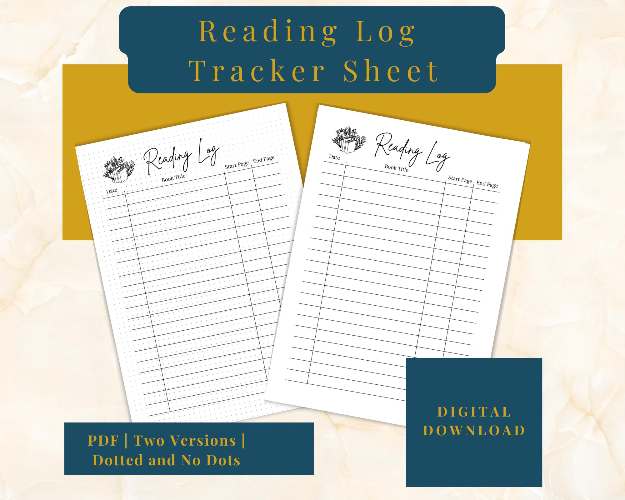 Reading Log Tracker Printable | Book Log Page | Planner PDF | Journal ...