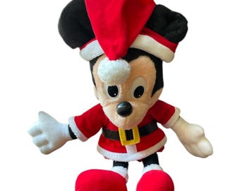 DISNEY Christmas Santa Mickey Mouse Plush Vintage 80s 16 Inch Playskool