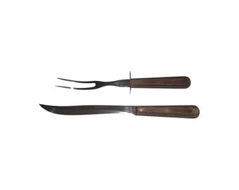 Westmorland 644 Carving Knife Fork Set Stainless Steel Wood Handle Vintage Japan