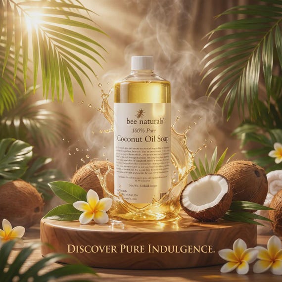 100% Natural Liquid Castile Soap | Coconut Oil | Biodegradable Multi-Purpose Cleaner | Bee Naturals