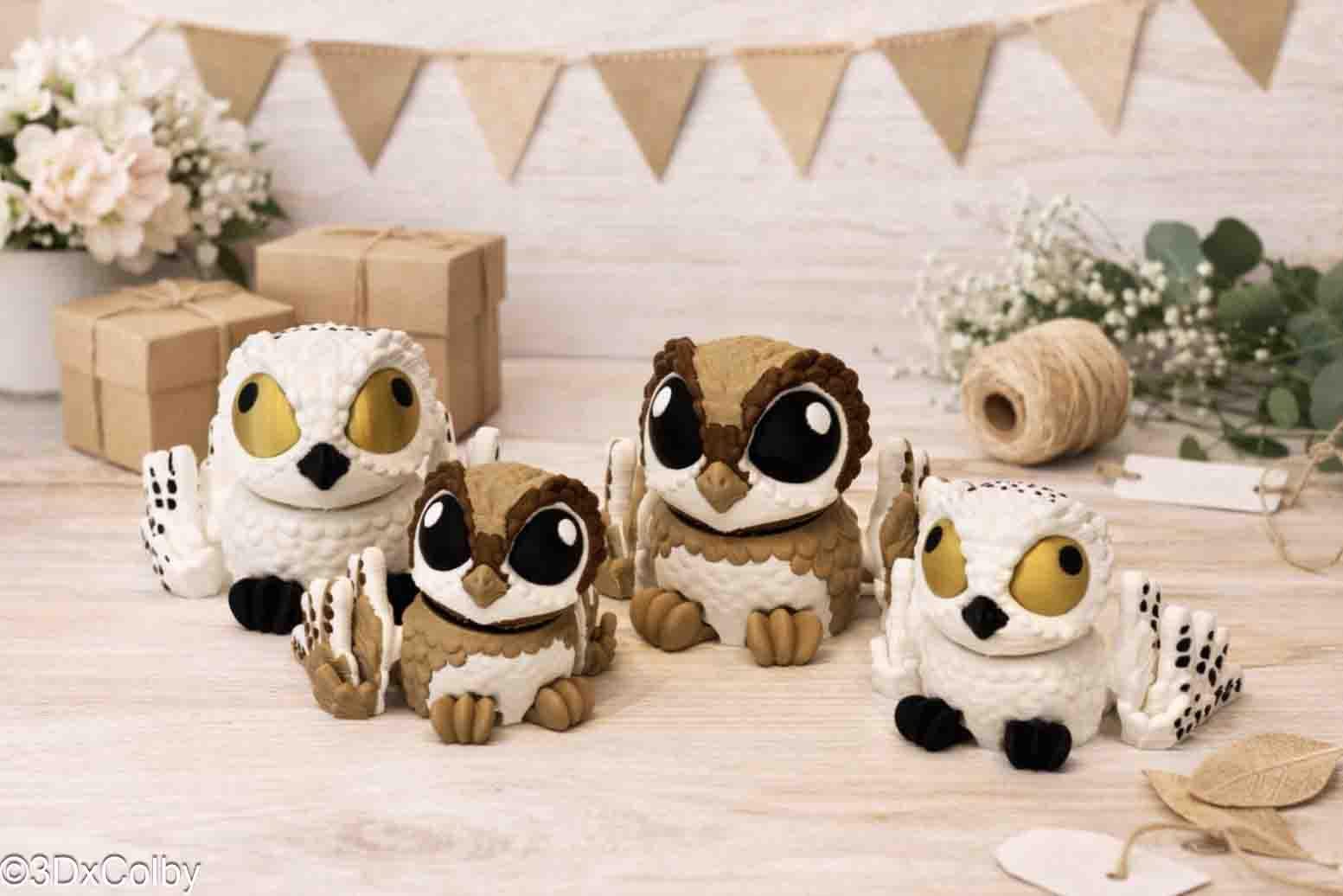 Cute Owl Figurine | 3D Printed Owl Decor | Adopt an Owl | Kawaii Owl Desk Decor | Nursery Owl Decora