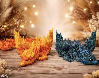 Dragón Fénix Articulado / Adopta un Dragón / Juguete Antiestrés de Dragón Impreso en 3D / Dragón Fénix de Fuego / Dragón de Fantasía Flexible / Regalo de Juguete de Escritorio