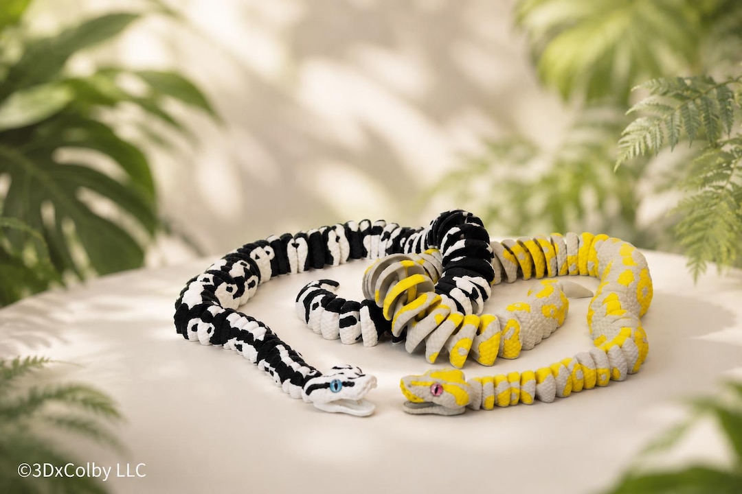 Articulated Python Snake Set – Oreo & Lemon Drop | Flexible 3D Printed ...