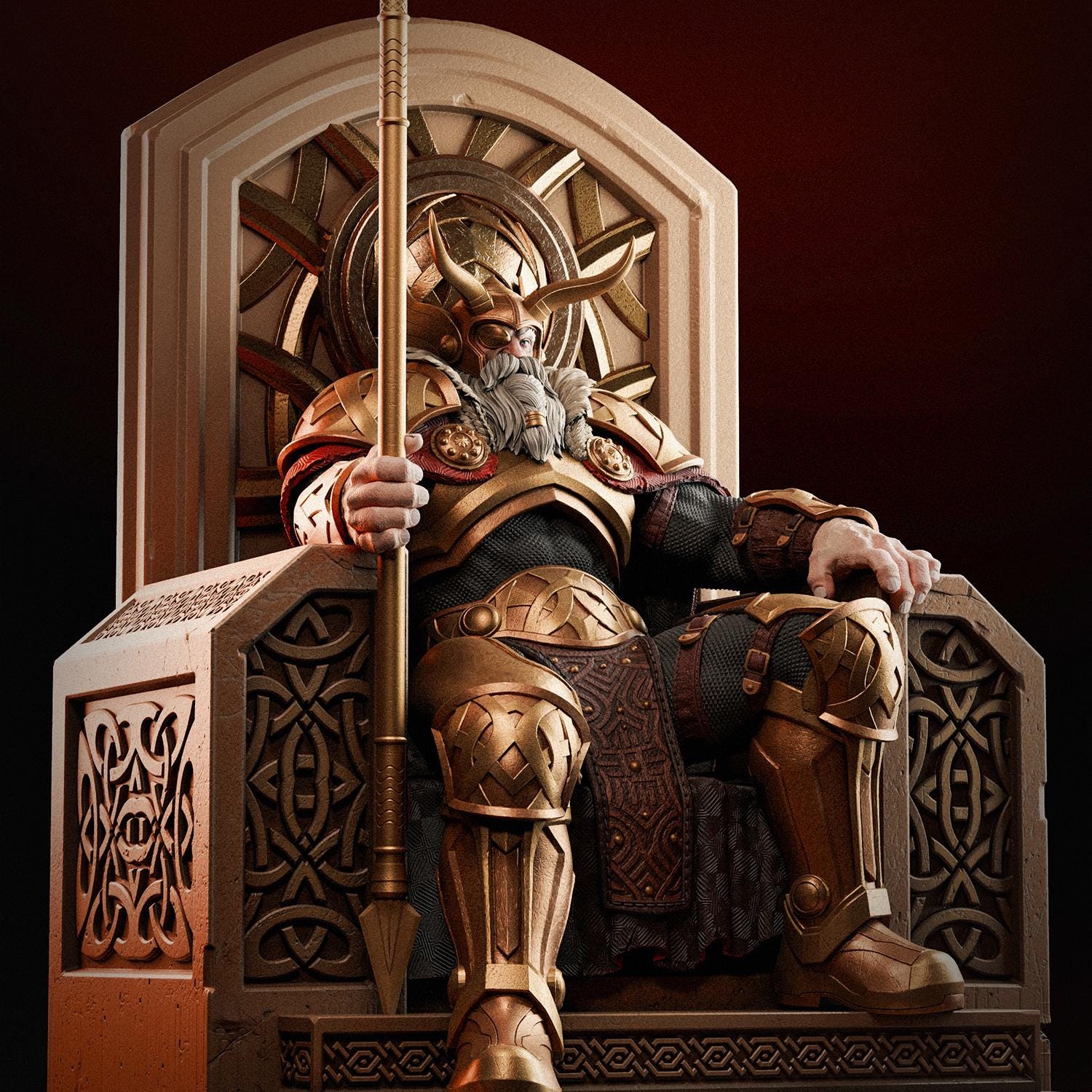 Odin - Marvel STL | Allfather Seated on Throne Diorama - Etsy
