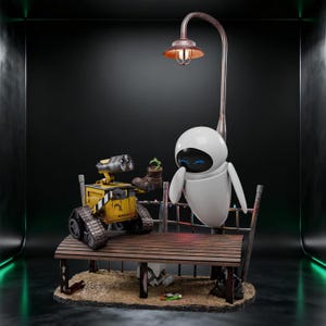 Diorama STL de la escena de amor entre robots de Wall-E y Eve de Pixar