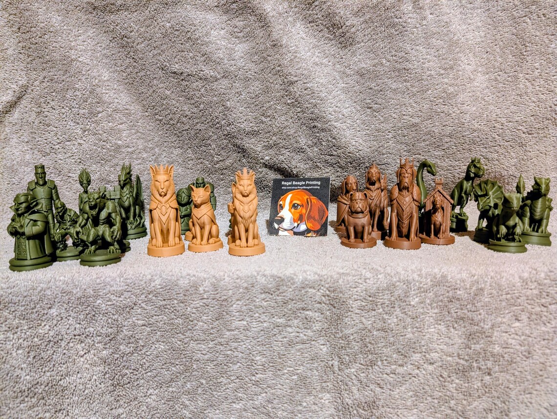 Cats, Dogs, or Dinosaurs Chess Set (16-piece) - Etsy