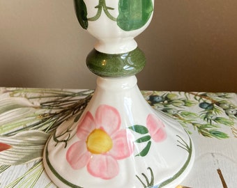 Wild Rose porcelain candlestick, Villeroy & Boch glazed china Farmcore candlestick circa 1980s, New vintage West German candleholder