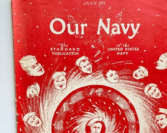 Rare July 1921 Our Navy magazine, Framable post WWI military memorabilia, Historic pics, cartoons & ads, WWI war brides, Navy boxer pics,