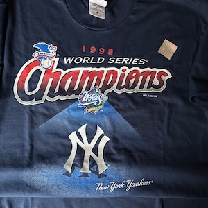 Authentic 1998 NY Yankees MLB World Series champions unisex cotton T-shirt size L, navy, mint with tags, holographic Seal of Authenticity
