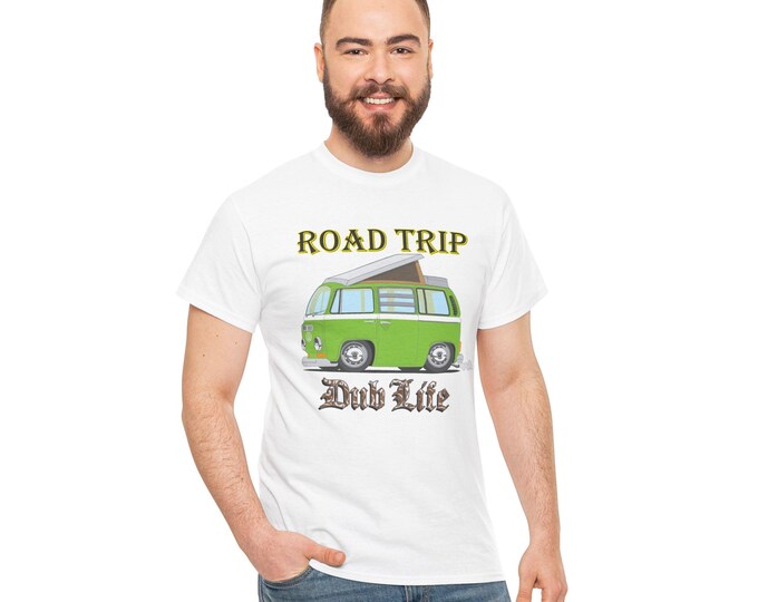 Road Trip Van Tee | Retro Green VW Bus, Dub Life Graphic Shirt