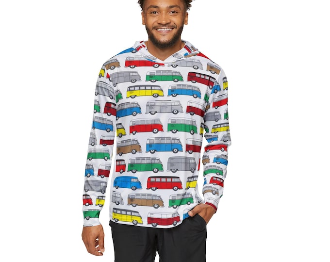 Retro VW Camper Van Pattern Hoodie | Colorful Campervan All-Over Print