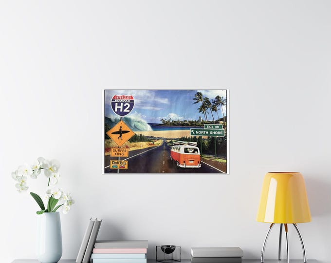 Dub Life Hawaii North Shore Bus Surf Road Poster | Matte Horizontal Poster