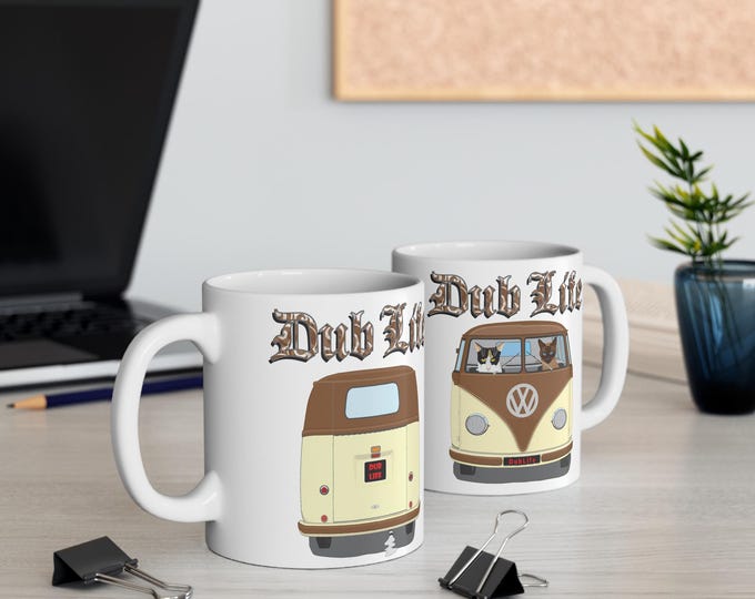 Dub Life Van mug | VW Bus camper illustration, retro campervan design