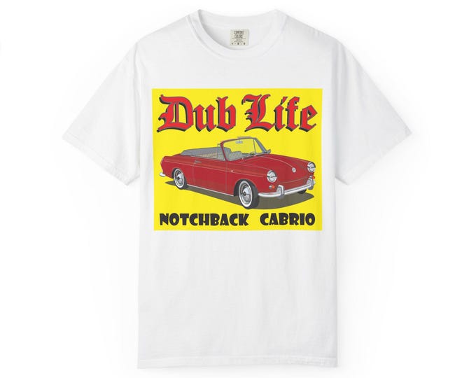Dub Life Notchback Cabrio T-Shirt | Classic Red Convertible Car Graphic