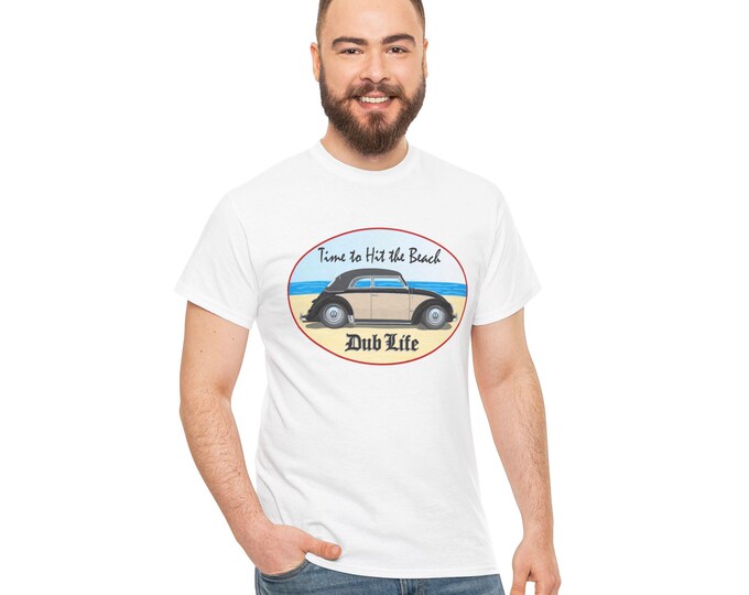 Vintage VW Beetle Beach Scene T-Shirt | Dub Life