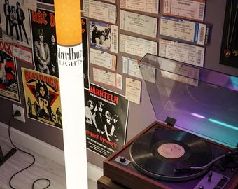 Giant Cigarette Floor Lamp, Retro Marlboro Lights Inspired LED Light, Unique Bar & Man Cave Decor, Large 110cm Standing Lamp