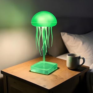Jellyfish Night Ligh, Color Changing LED Lamp with Dancing Tentacles, Unique Bedside Decor for Kids and Adults, USB Rechargeable Mood Light