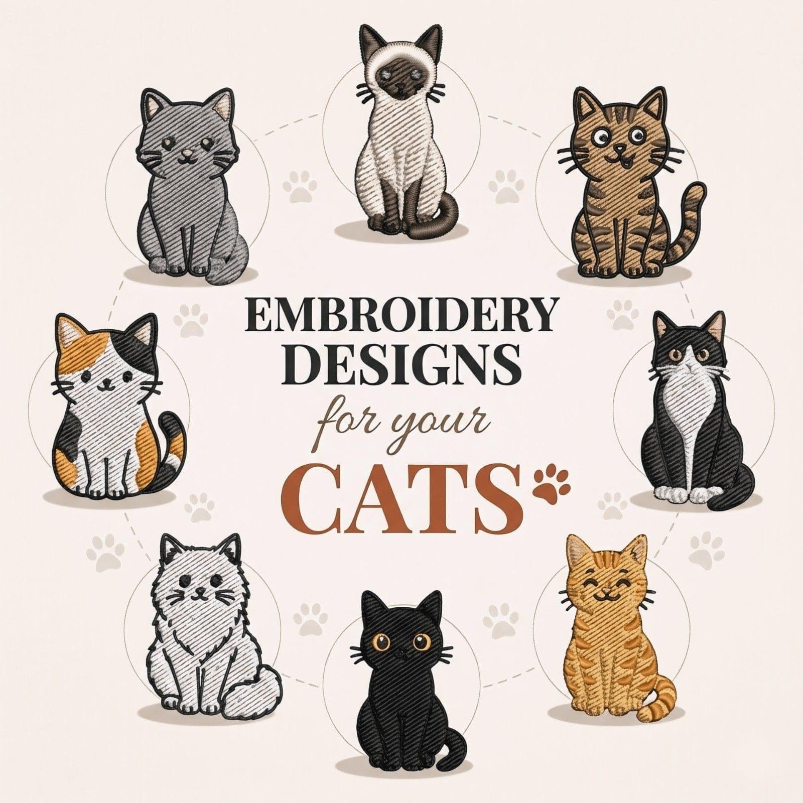 Cat Embroidery Bundle 8 Breeds | Siamese Tuxedo Persian Black Cat | Pes ...