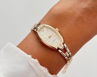 Vintage Steel Women’s Watch, Minimal Silver Wrist Watch, Retro Ladies Gift