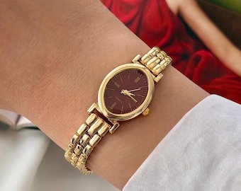 Minimaal gouden vintage dameshorloge – elegant klassiek horloge van roestvrij staal