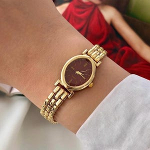 Orologio da donna ovale vintage in acciaio inossidabile - Elegante orologio da polso classico da donna