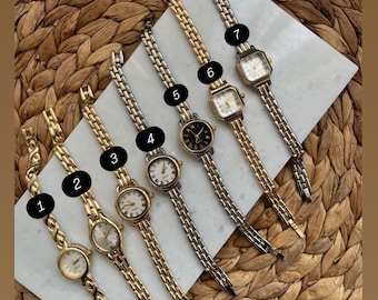 Vintage Gold Stainless Steel Watch, Minimalist Elegant Women's Jewelry