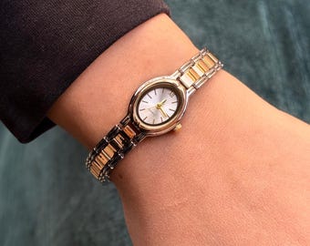 Vintage Style Women’s Watch, Minimal Gold Silver Steel Watch for Her