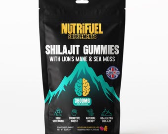 Caramelle gommose vegane Shilajit Sea Moss Lions Mane - Alta potenza 3600 mg per porzione