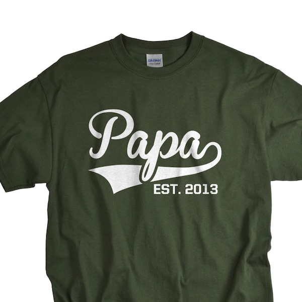 Papa Shirt - Papa Gifts - Est - T Shirts - Custom Gift - Choose any Year!