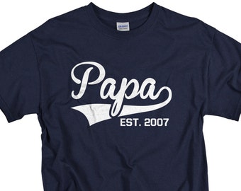 Father's day gift Papa est 2007 birthday gift for father father's day shirts for men tee for dad papa father