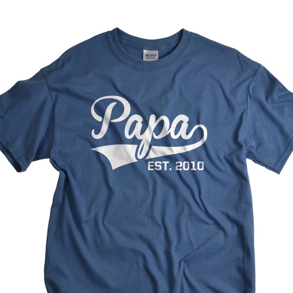 Papa Shirt - Custom Fathers Day Gifts - Papa EST Tshirt for Father Pick any year!