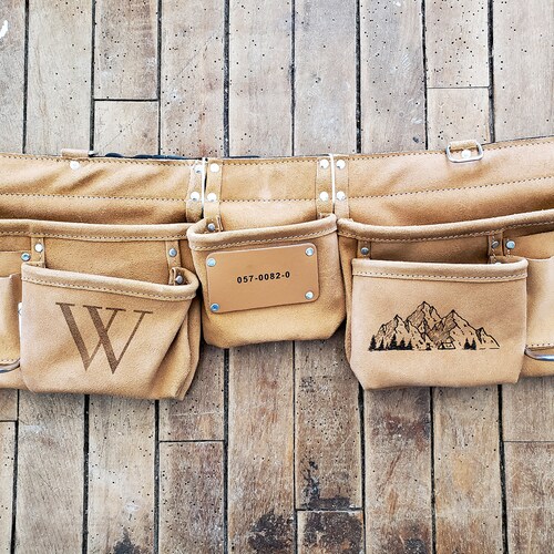 Personalized Suede Leather Tool Belt | Monogrammed Anniversary Gift