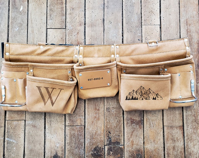 Featured listing image: Personalized Tool Belt | Leather Anniversary | 3rd Anniversary Gift For Men | Leather Wedding Anniversary Gift  | Monogram Gift Ideas
