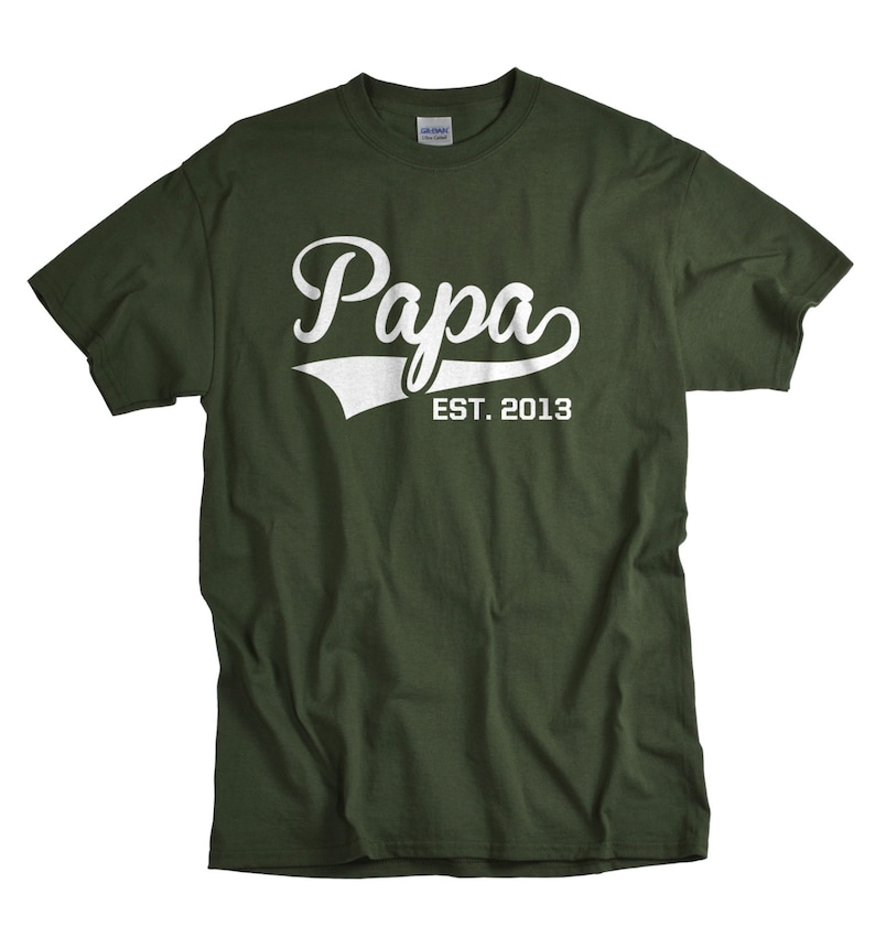 Papa Shirt Papa Gifts Est T Shirts Custom Gift Choose any Year image 1