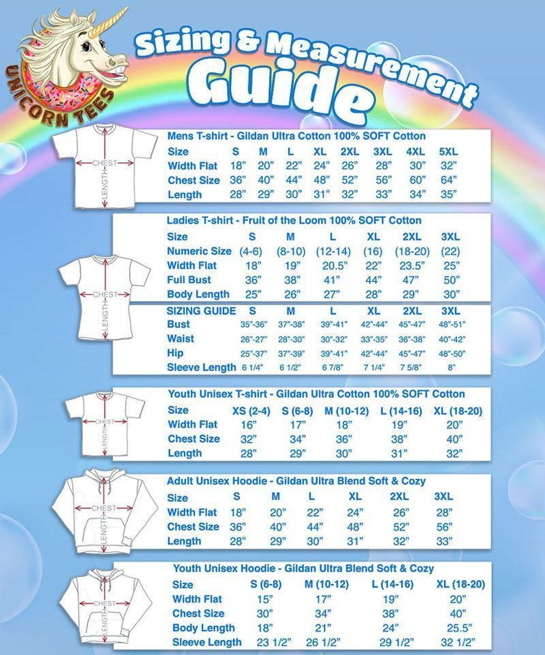 Puede incluir: Tabla de tallas para camisetas y sudaderas con capucha. La tabla muestra el ancho, la talla del pecho y la longitud de cada talla en pulgadas. La tabla tambi&eacute;n incluye la talla num&eacute;rica para las camisetas de mujer.