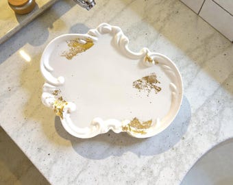 Handmade Jesmonite Baroque Trinket Dish | Jewelry Tray, Home Decor