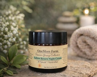 Crema de noche de sebo alimentado con pasto / Hidratante facial antienvejecimiento de granja