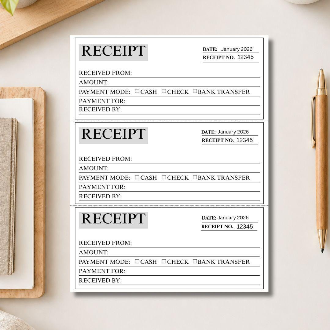 Editable Payment Receipt Template PDF File Canva Template Digital ...