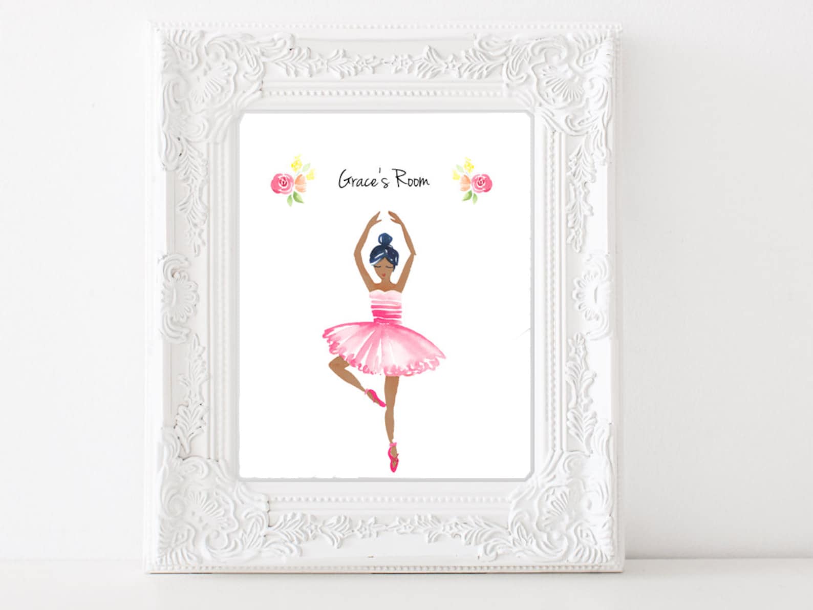 ballerina personalized digital print diy home decor wall art ballet printable nursery decor girls room print. light or dark comp