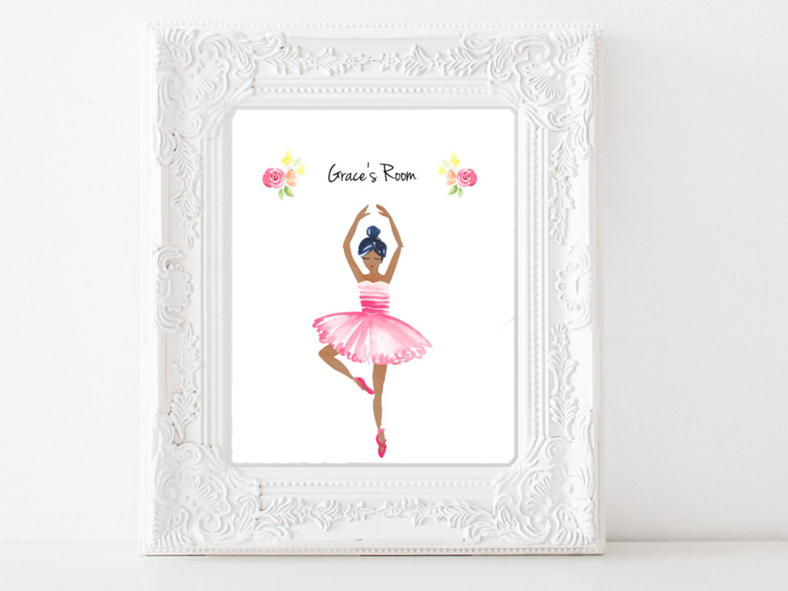 ballerina personalized digital print diy home decor wall art ballet printable nursery decor girls room print. light or dark comp