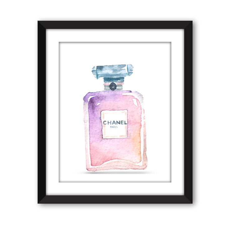 Digital print Chanel perfume bottle art print Bath print Wall | Etsy