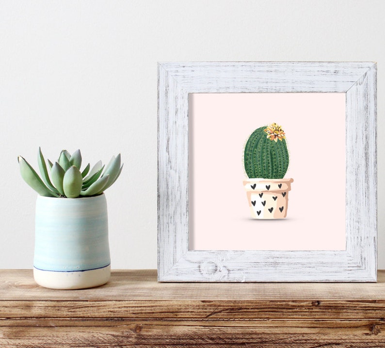 Cactus Flower Print Watercolor Print Blush Home Decor Western Etsy