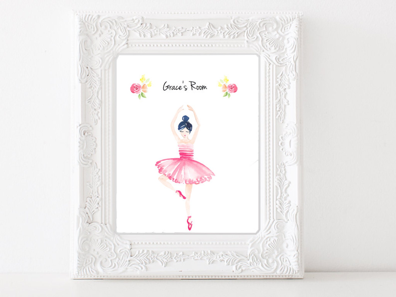 ballerina personalized digital print diy home decor wall art ballet printable nursery decor girls room print. light or dark comp