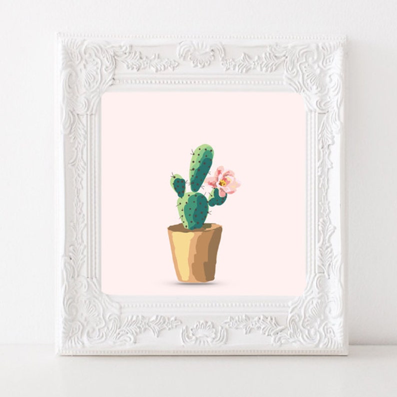 Cactus Flower Print Watercolor Print Blush Home Decor Western Etsy