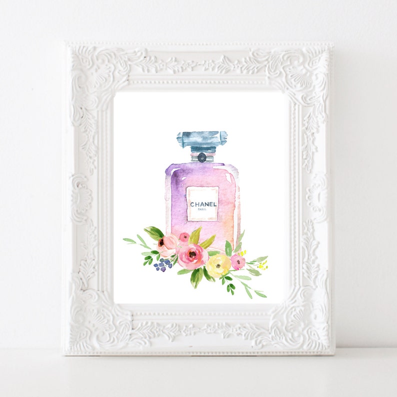 Je Taime I Love You Perfume Bottle Watercolor Floral Printable - Etsy